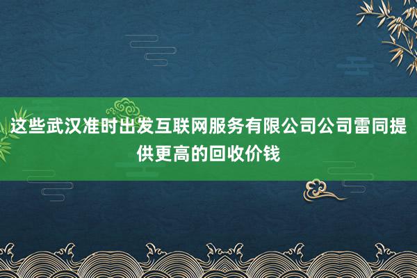 这些武汉准时出发互联网服务有限公司公司雷同提供更高的回收价钱